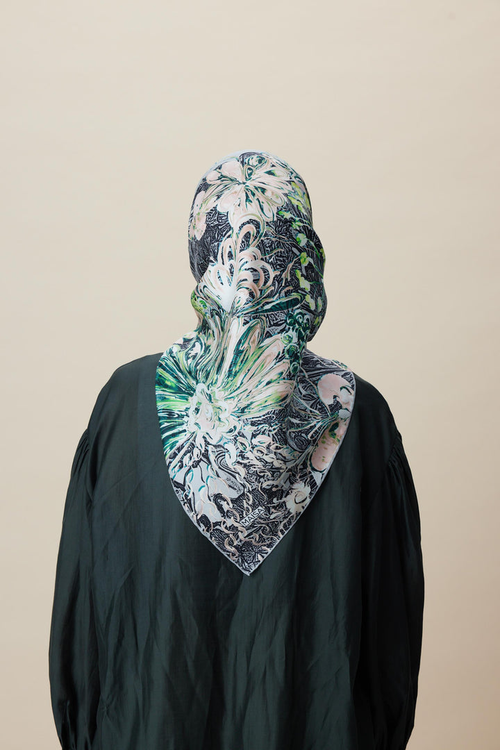 KORAL MULBERRY İPEK EŞARP 90*90 CM - GRİ - Görsel 6