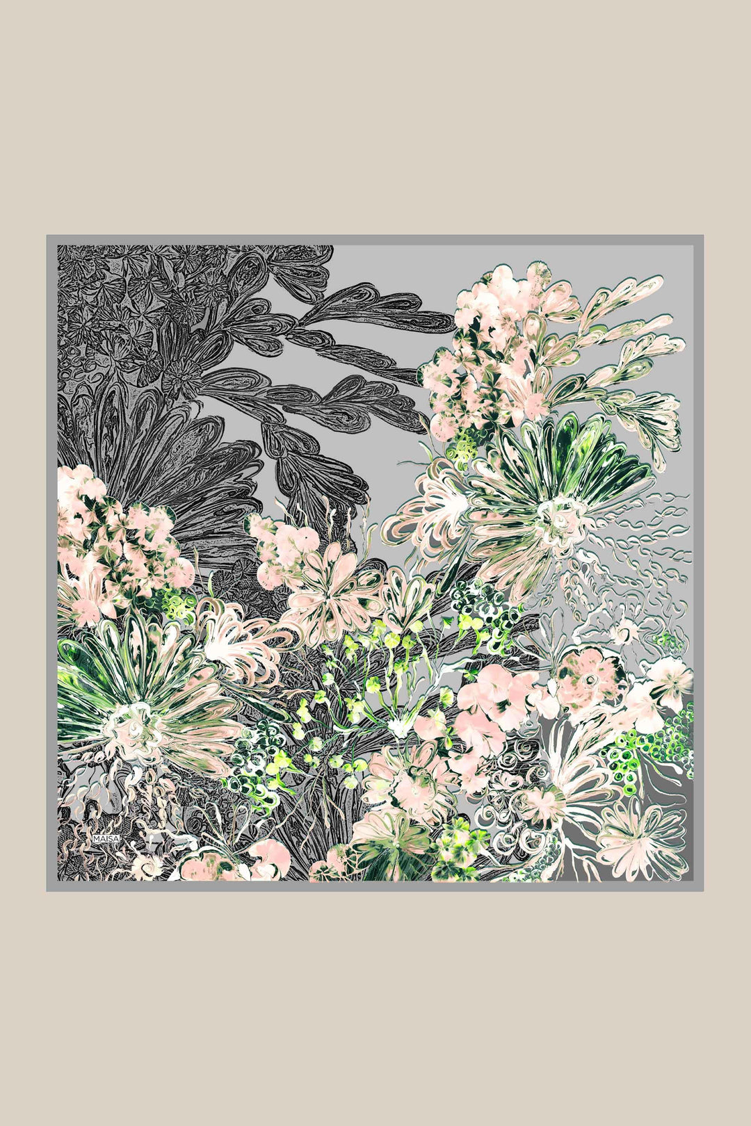 KORAL MULBERRY İPEK EŞARP 90*90 CM - GRİ - Görsel 8