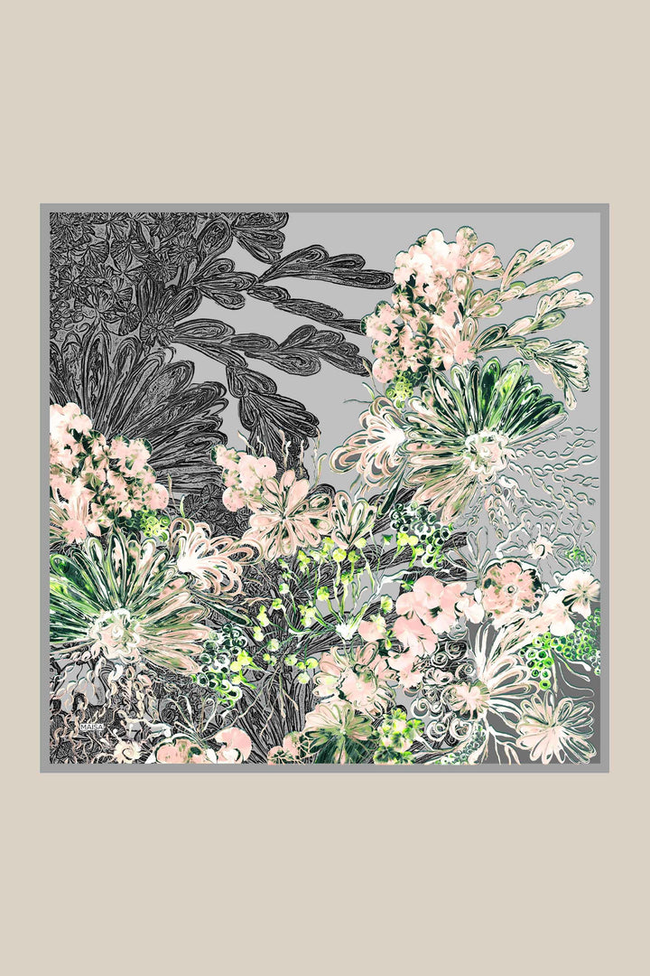 KORAL MULBERRY İPEK EŞARP 90*90 CM - GRİ - Görsel 8