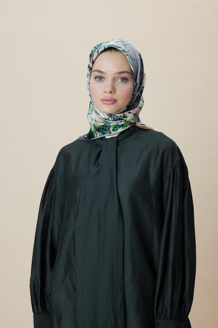 KORAL MULBERRY İPEK EŞARP 90*90 CM - GRİ - Görsel 2