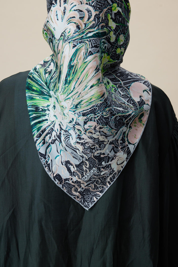 KORAL MULBERRY İPEK EŞARP 90*90 CM - GRİ - Görsel 7