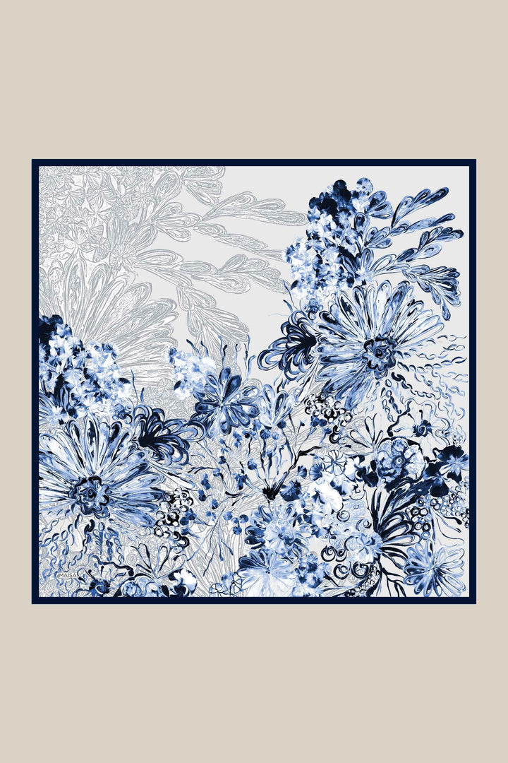 KORAL MULBERRY İPEK EŞARP 90*90 CM - MAVİ - Görsel 8