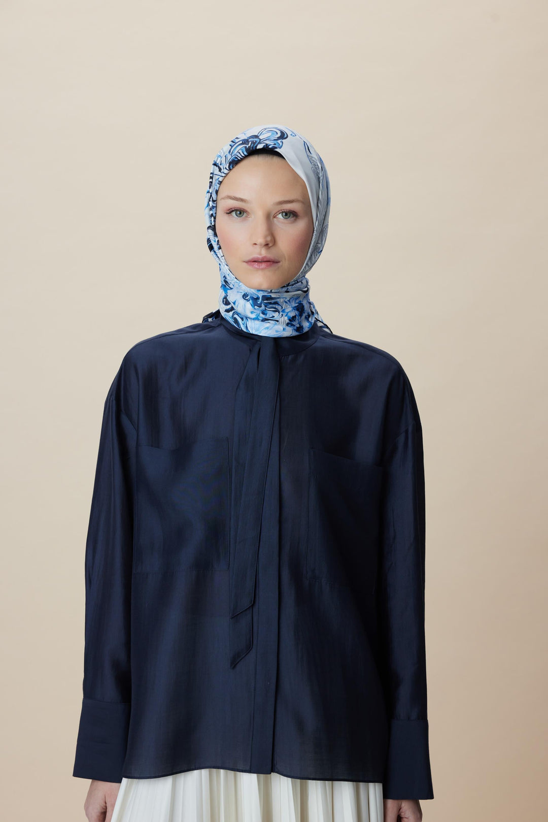 KORAL MULBERRY İPEK EŞARP 90*90 CM - MAVİ - Görsel 2