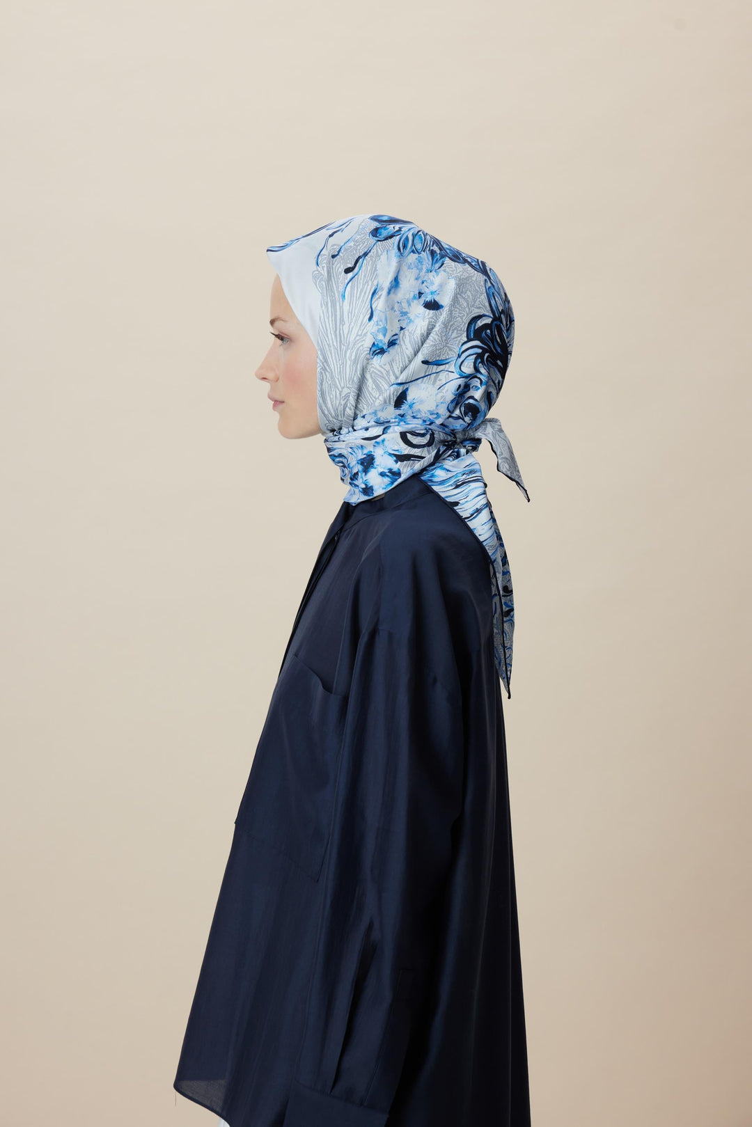 KORAL MULBERRY İPEK EŞARP 90*90 CM - MAVİ - Görsel 4