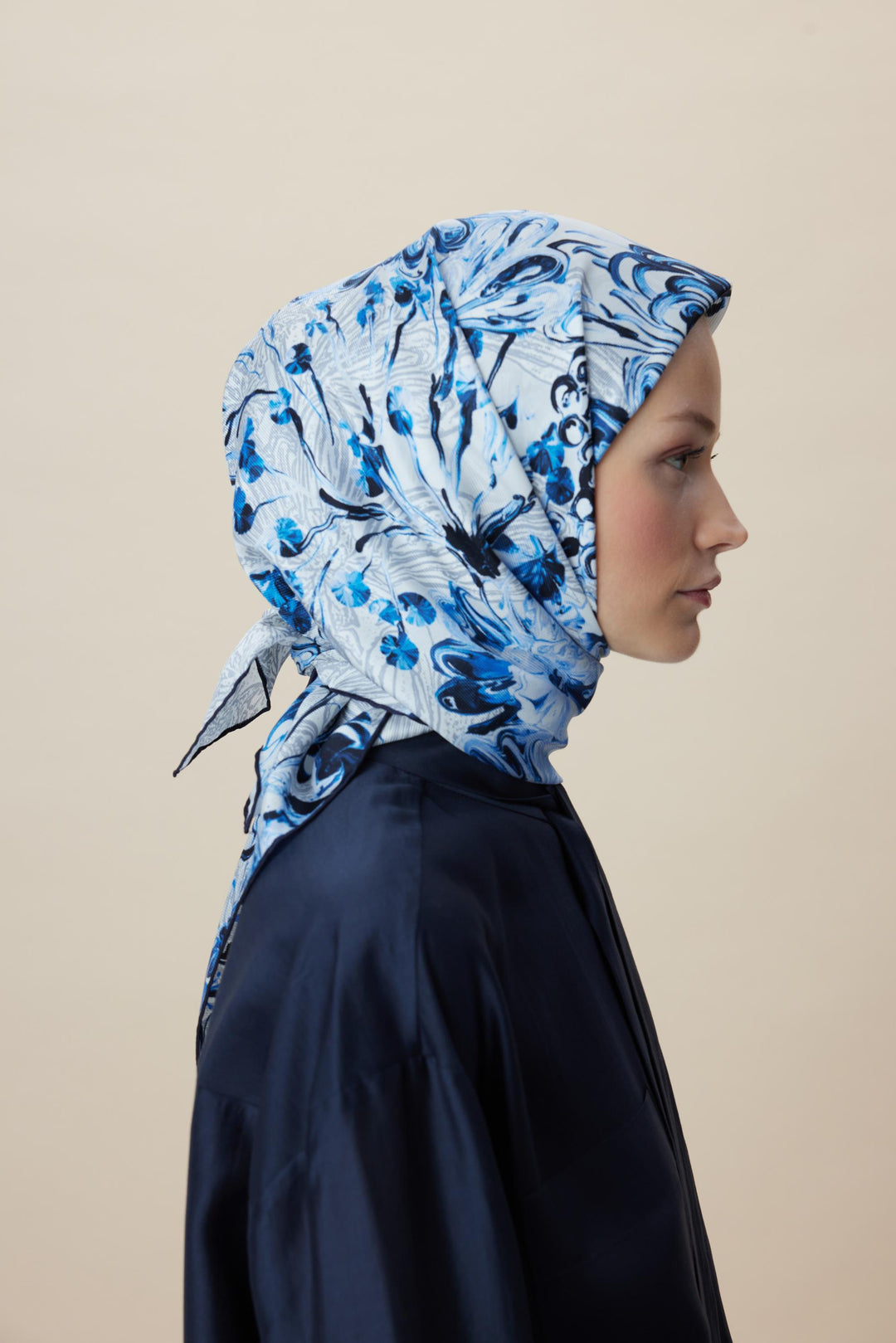 KORAL MULBERRY İPEK EŞARP 90*90 CM - MAVİ - Görsel 5