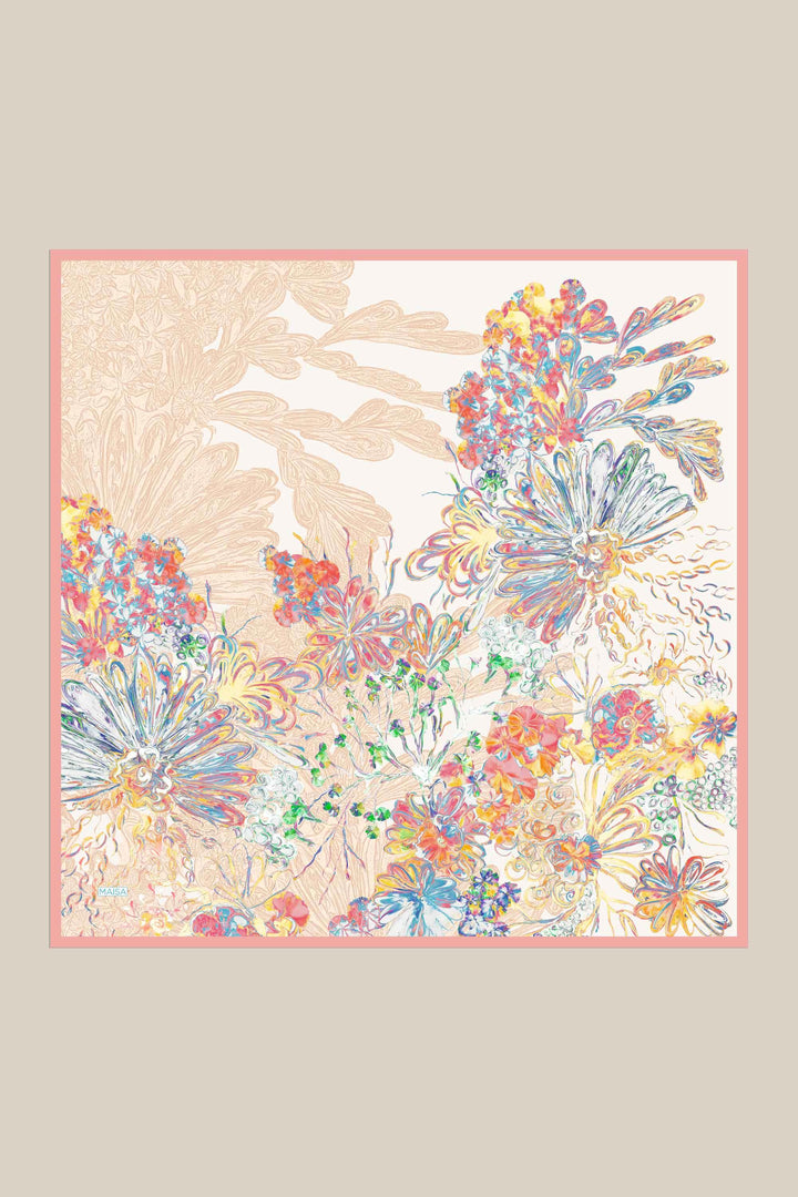 KORAL MULBERRY İPEK EŞARP 90*90 CM - PUDRA PEMBE - Görsel 8