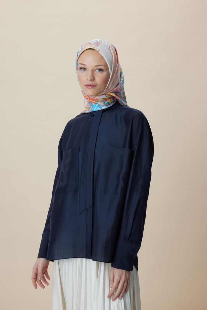KORAL MULBERRY İPEK EŞARP 90*90 CM - PUDRA PEMBE - Görsel 3