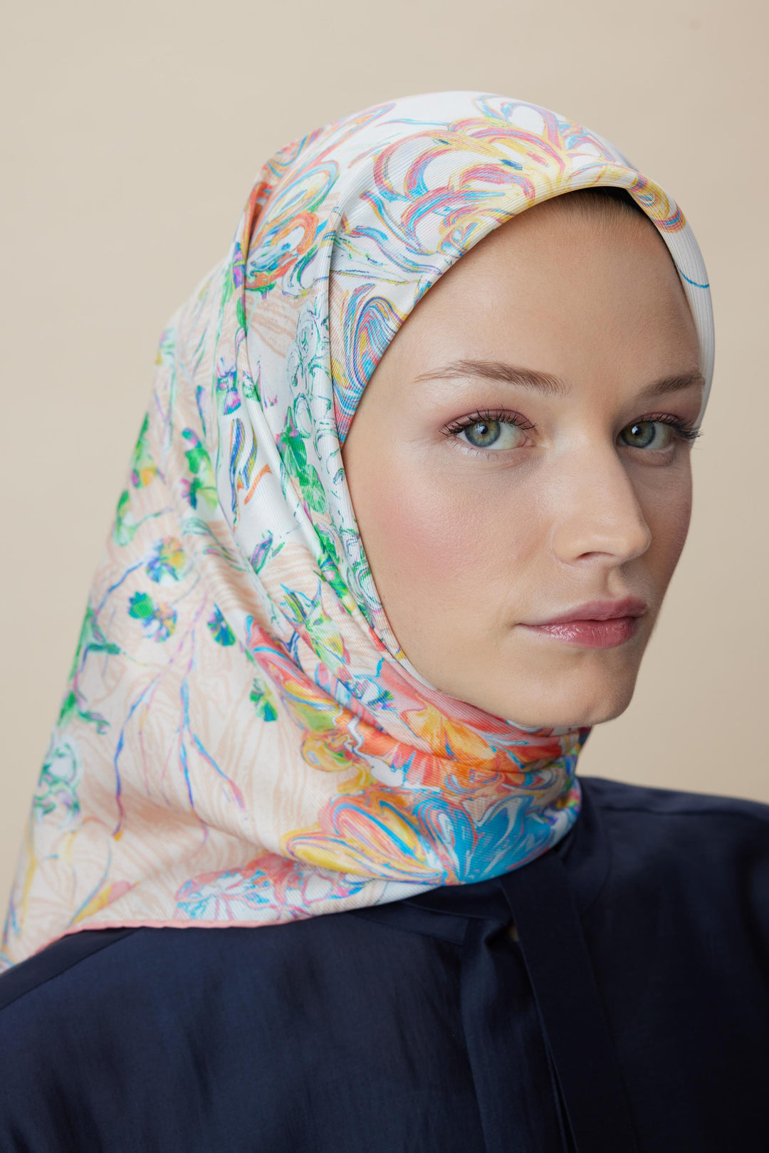 KORAL MULBERRY İPEK EŞARP 90*90 CM - PUDRA PEMBE - Görsel 1