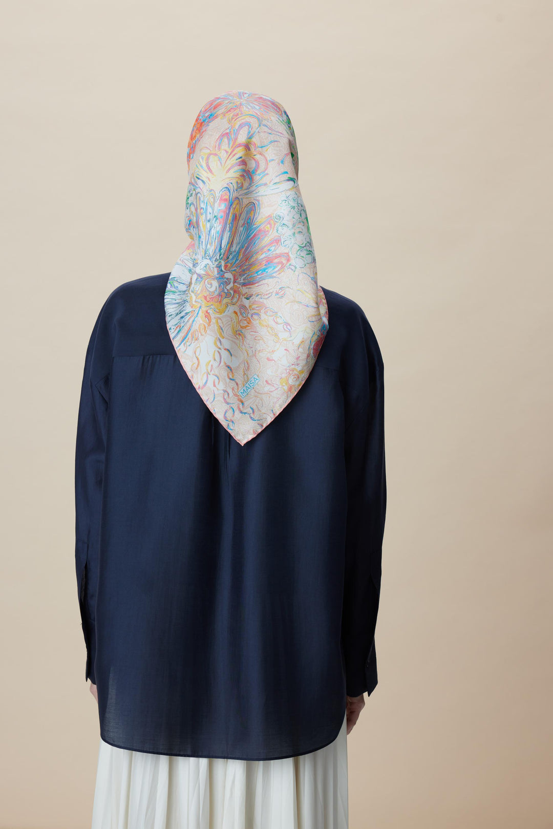 KORAL MULBERRY İPEK EŞARP 90*90 CM - PUDRA PEMBE - Görsel 6