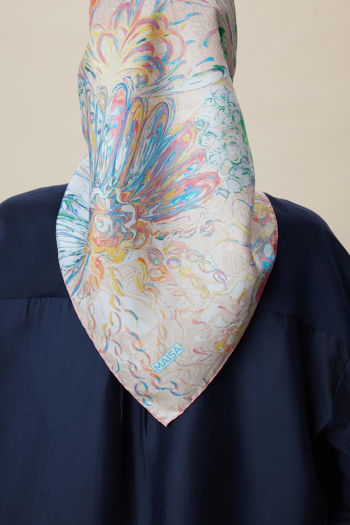 KORAL MULBERRY İPEK EŞARP 90*90 CM - PUDRA PEMBE - Görsel 7