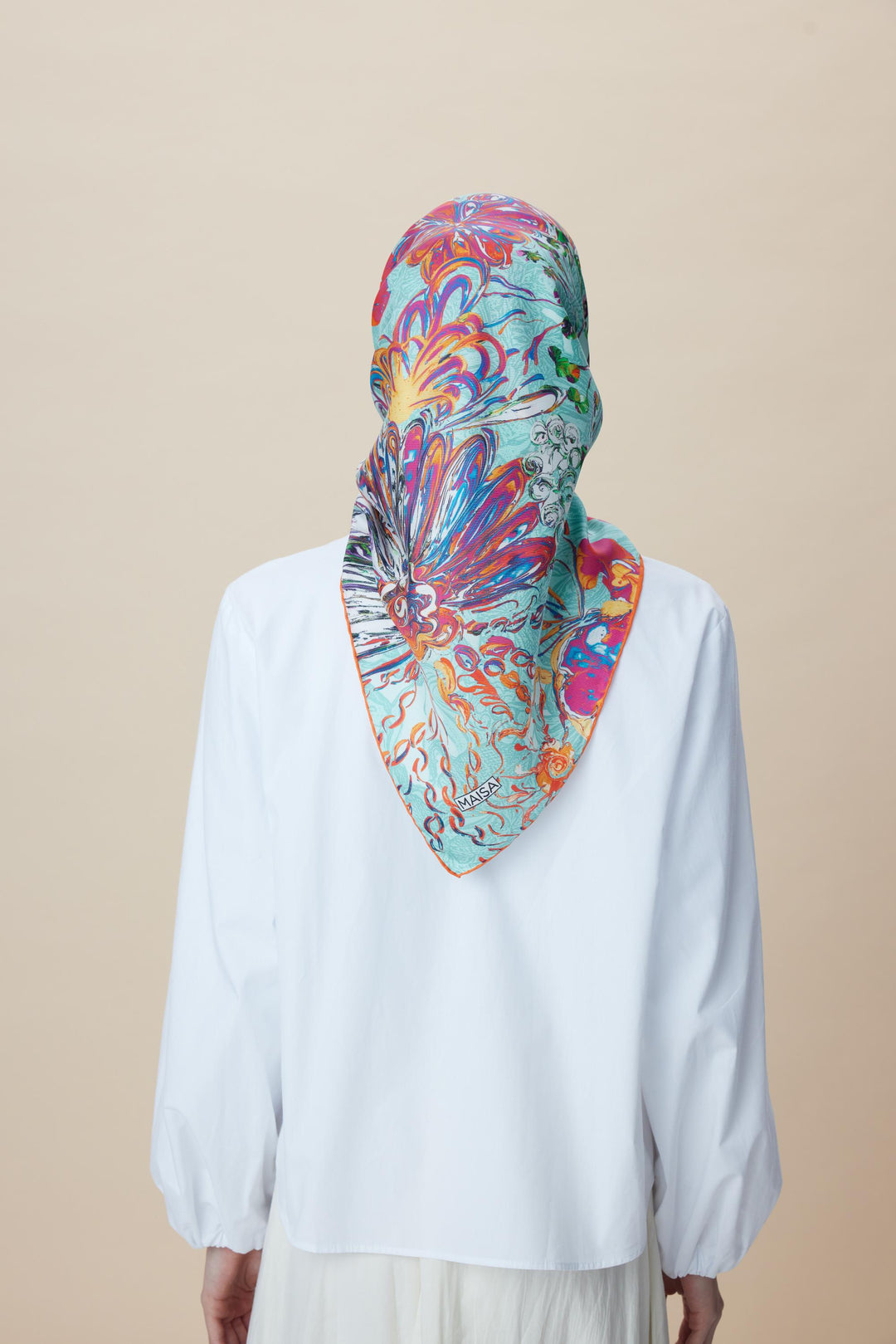 KORAL MULBERRY İPEK EŞARP 90*90 CM - TURKUAZ - Görsel 4