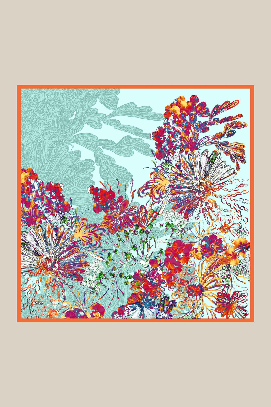 KORAL MULBERRY İPEK EŞARP 90*90 CM - TURKUAZ - Görsel 6