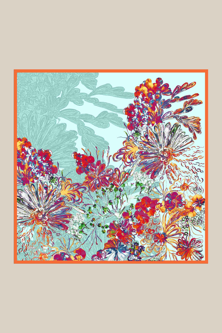 KORAL MULBERRY İPEK EŞARP 90*90 CM - TURKUAZ - Görsel 6