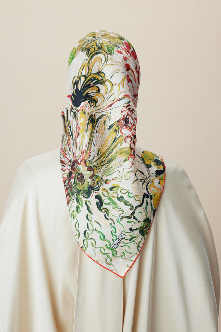 KORAL MULBERRY İPEK EŞARP 90*90 CM - YEŞİL - Görsel 7