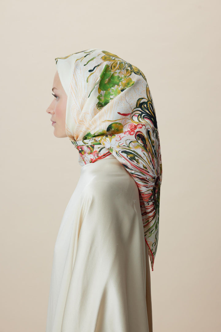 KORAL MULBERRY İPEK EŞARP 90*90 CM - YEŞİL - Görsel 4