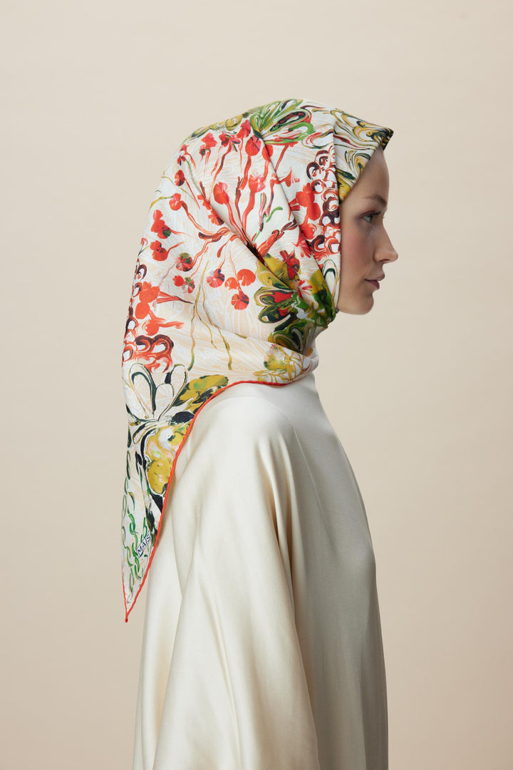 KORAL MULBERRY İPEK EŞARP 90*90 CM - YEŞİL - Görsel 5