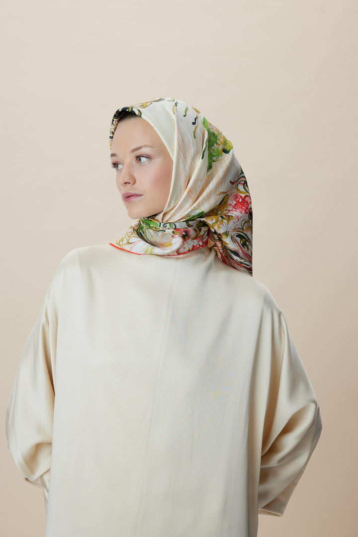 KORAL MULBERRY İPEK EŞARP 90*90 CM - YEŞİL - Görsel 3