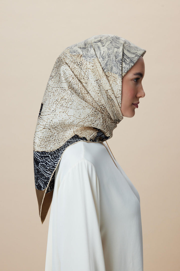 KÜN MULBERRY İPEK EŞARP 90*90 CM - HAKİ - Görsel 5