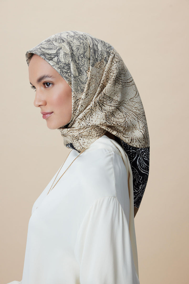 KÜN MULBERRY İPEK EŞARP 90*90 CM - HAKİ - Görsel 1