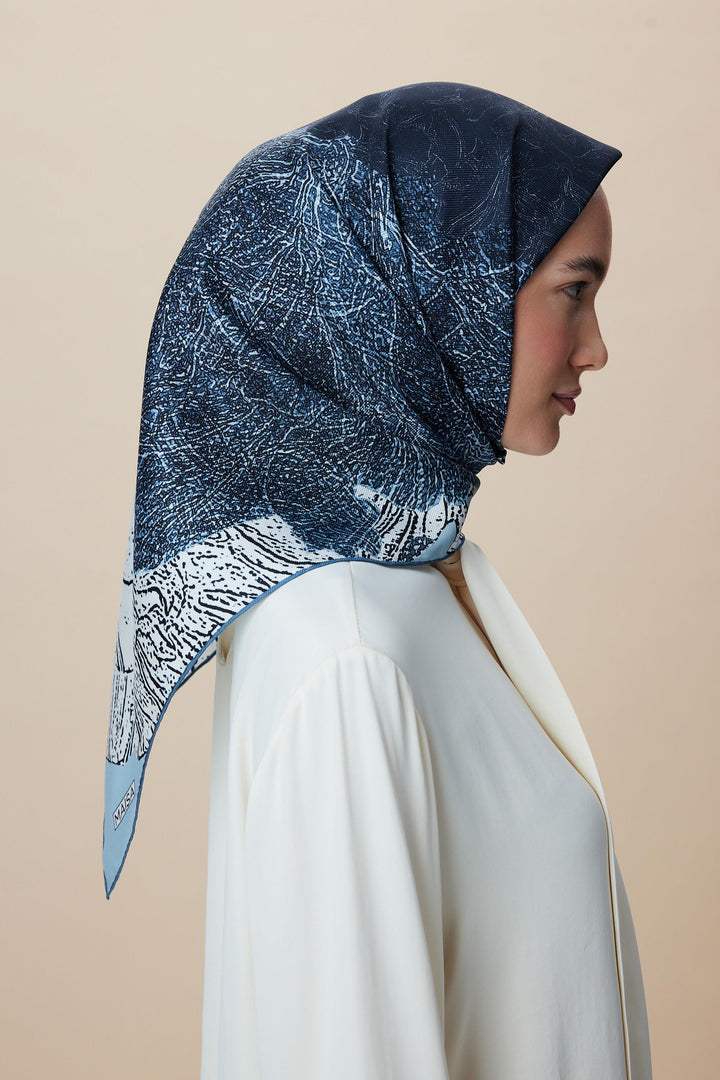 KÜN MULBERRY İPEK EŞARP 90*90 CM - INDIGO - Görsel 5