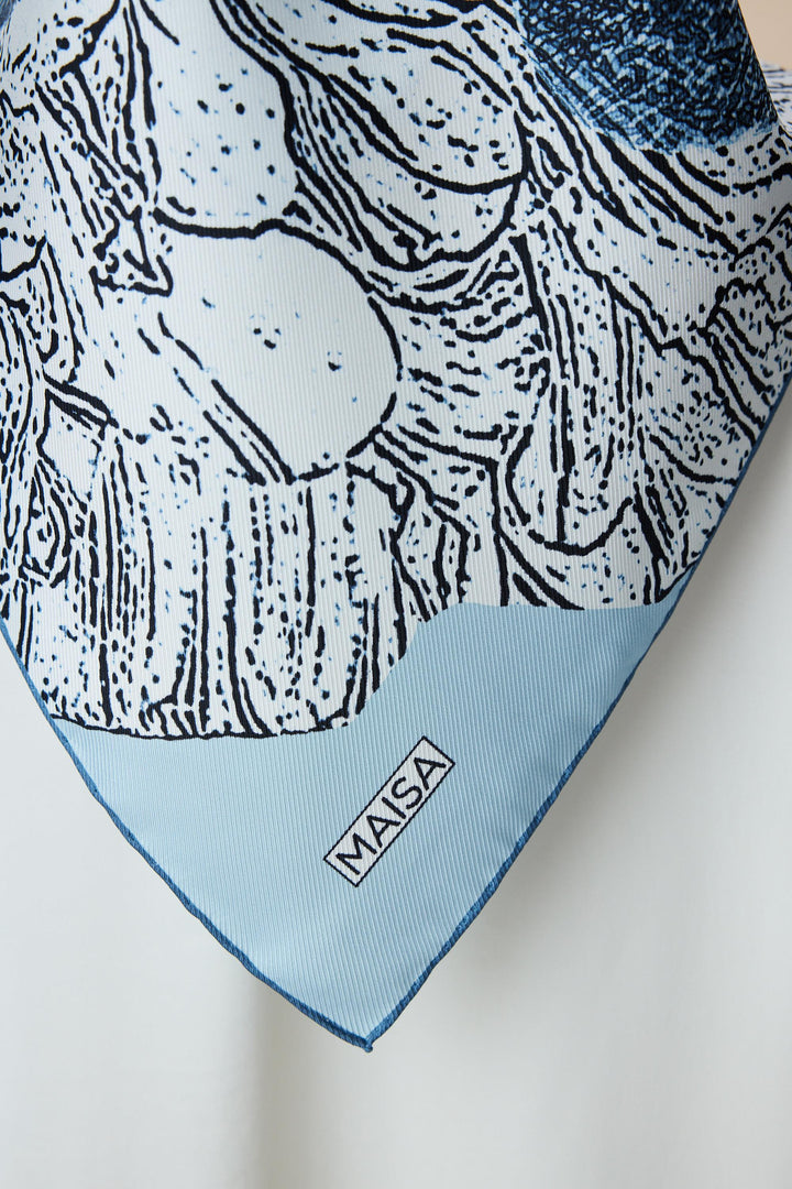 KÜN MULBERRY İPEK EŞARP 90*90 CM - INDIGO - Görsel 7