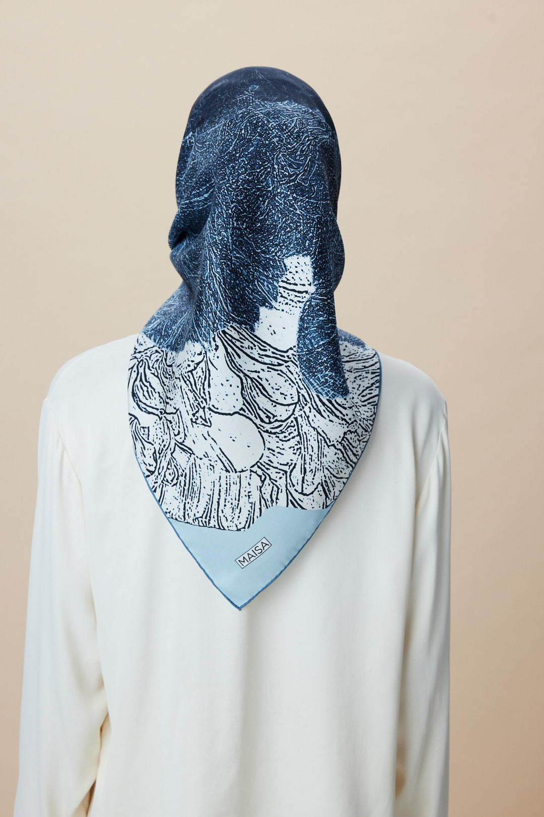 KÜN MULBERRY İPEK EŞARP 90*90 CM - INDIGO - Görsel 6