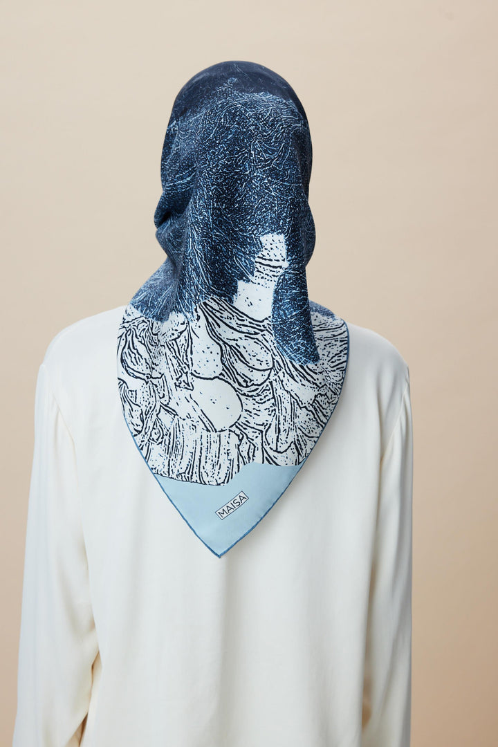 KÜN MULBERRY İPEK EŞARP 90*90 CM - INDIGO - Görsel 6