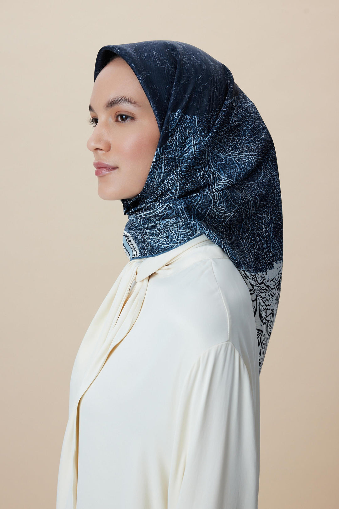 KÜN MULBERRY İPEK EŞARP 90*90 CM - INDIGO - Görsel 1