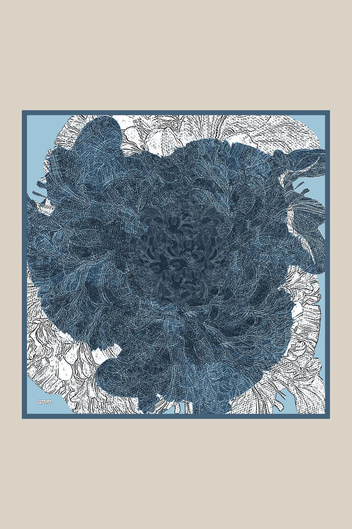 KÜN MULBERRY İPEK EŞARP 90*90 CM - INDIGO - Görsel 8