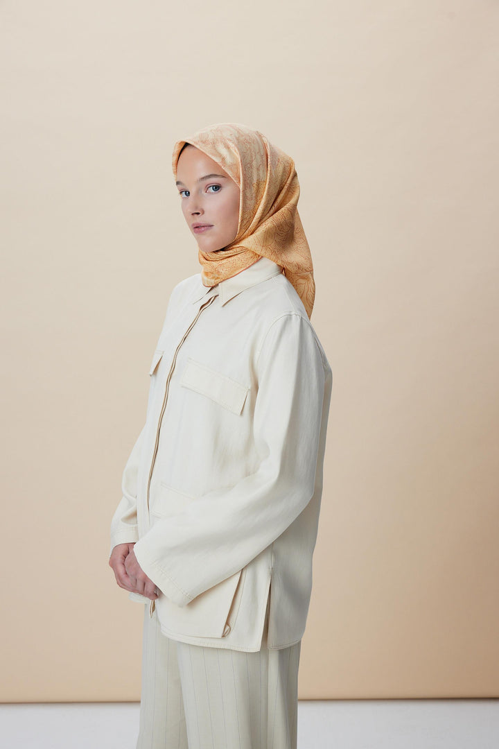 KÜN MULBERRY İPEK EŞARP 90*90 CM - KAVUNİÇİ - Görsel 3
