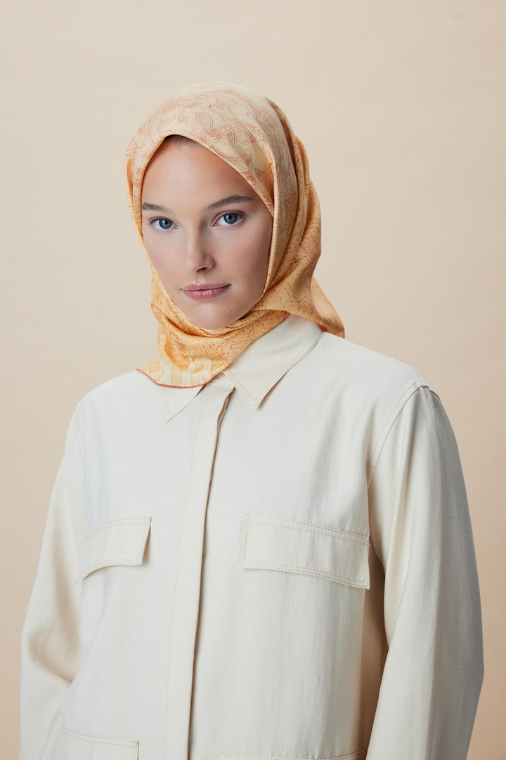 KÜN MULBERRY İPEK EŞARP 90*90 CM - KAVUNİÇİ - Görsel 1
