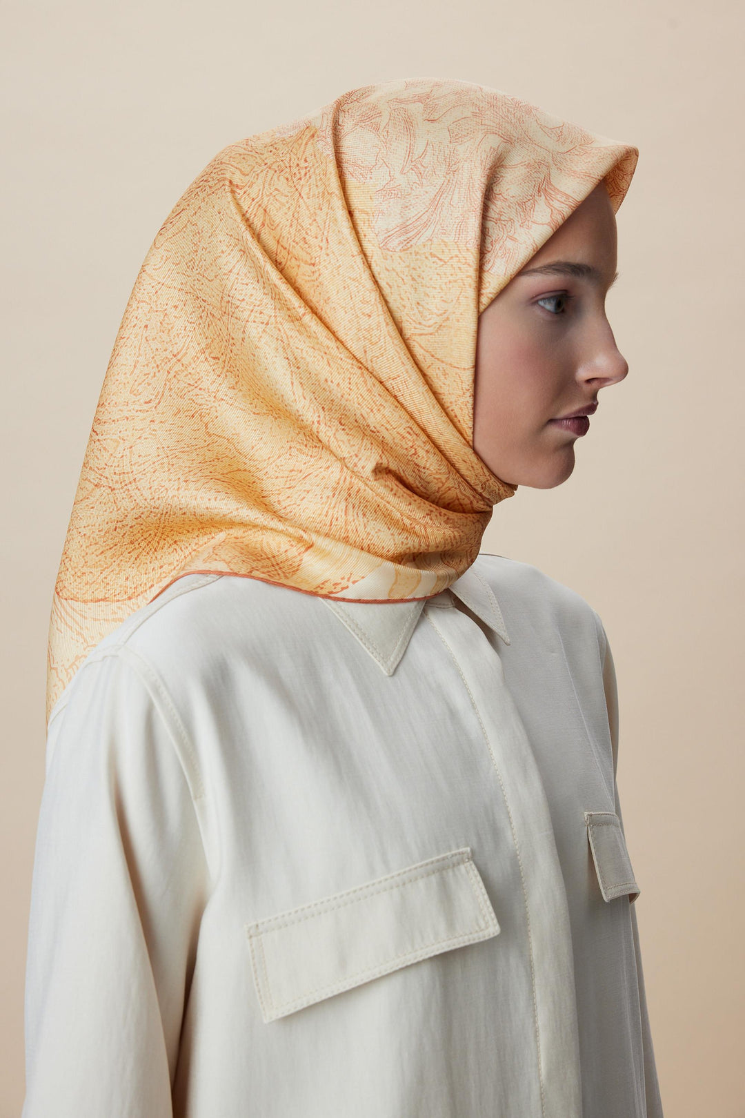 KÜN MULBERRY İPEK EŞARP 90*90 CM - KAVUNİÇİ - Görsel 6
