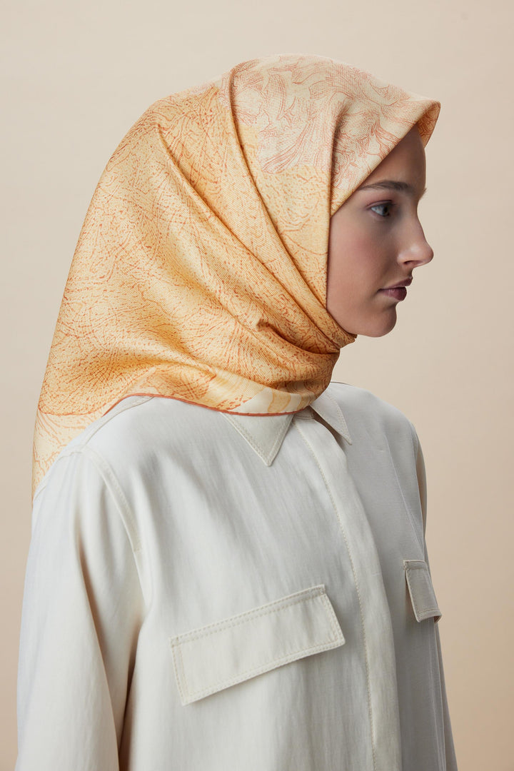 KÜN MULBERRY İPEK EŞARP 90*90 CM - KAVUNİÇİ - Görsel 6