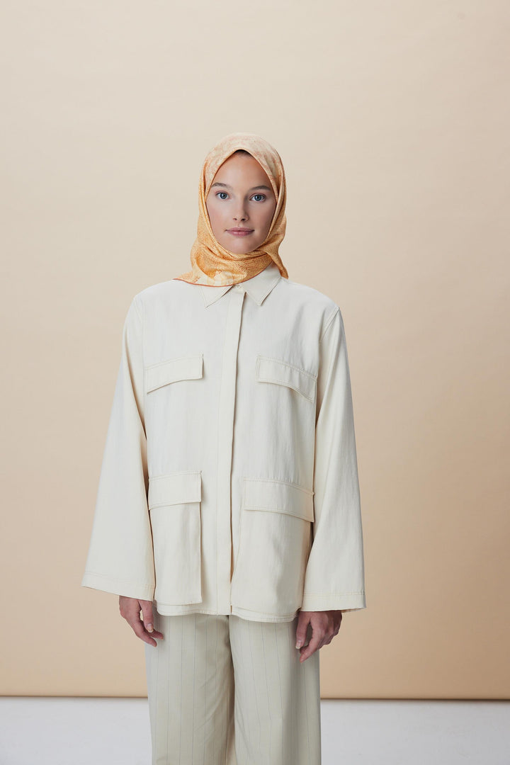 KÜN MULBERRY İPEK EŞARP 90*90 CM - KAVUNİÇİ - Görsel 2