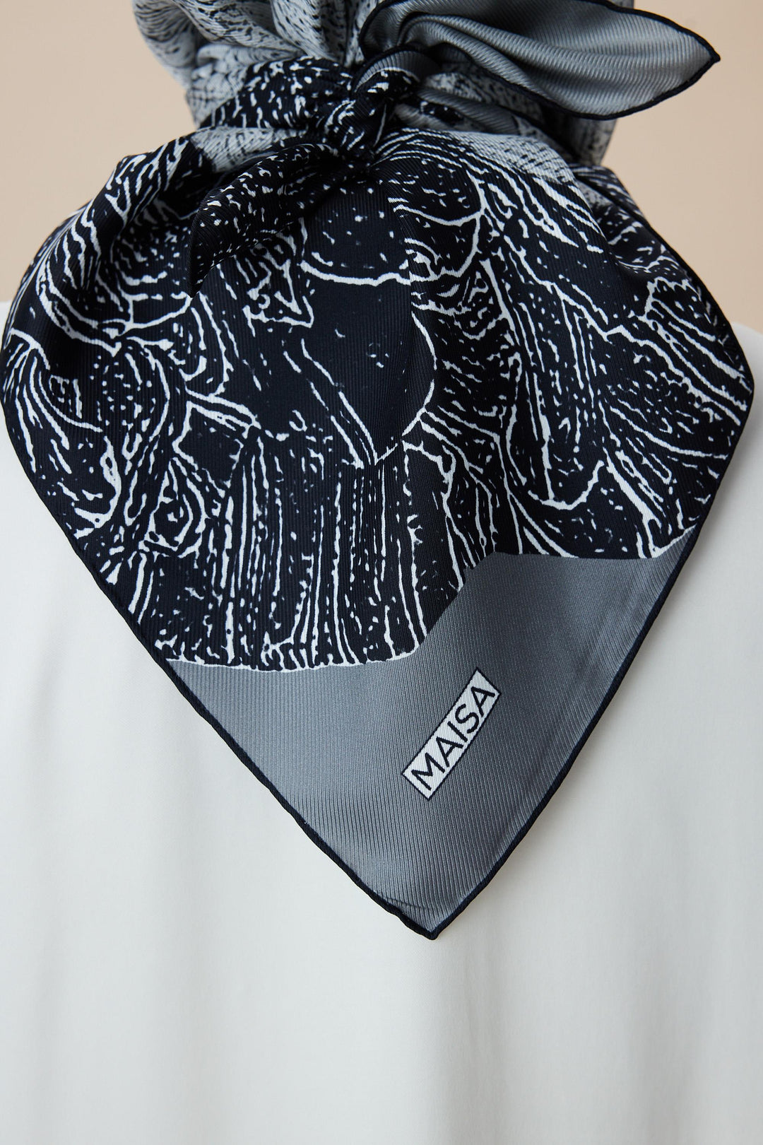 KÜN MULBERRY İPEK EŞARP 90*90 CM - KOYU GRİ - Görsel 7