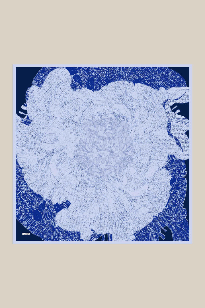KÜN MULBERRY İPEK EŞARP 90*90 CM - MAVİ - Görsel 8