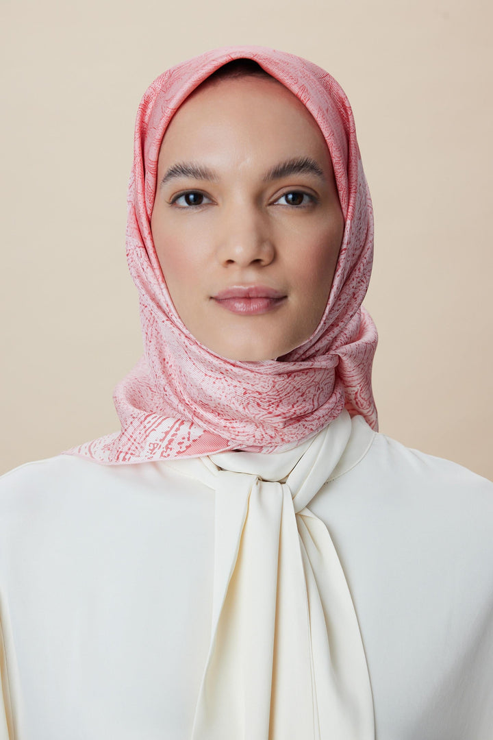 KÜN MULBERRY İPEK EŞARP 90*90 CM - PUDRA PEMBE - Görsel 1