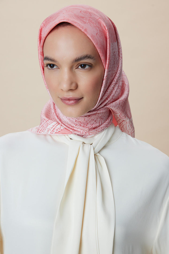 KÜN MULBERRY İPEK EŞARP 90*90 CM - PUDRA PEMBE - Görsel 9