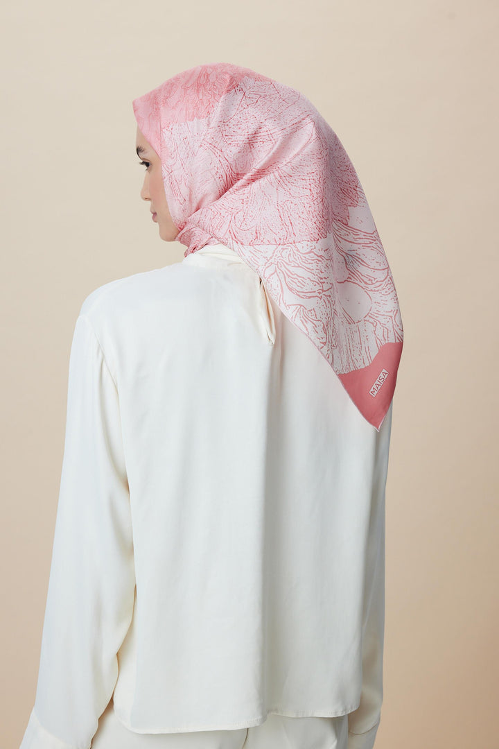 KÜN MULBERRY İPEK EŞARP 90*90 CM - PUDRA PEMBE - Görsel 12