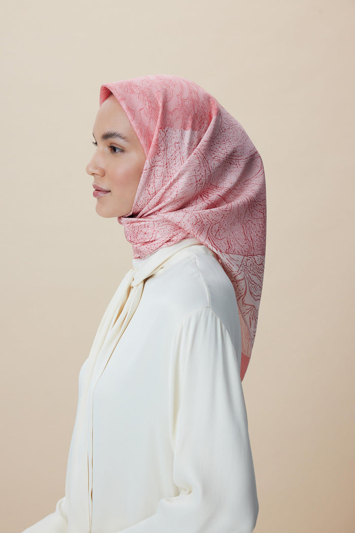 KÜN MULBERRY İPEK EŞARP 90*90 CM - PUDRA PEMBE - Görsel 6