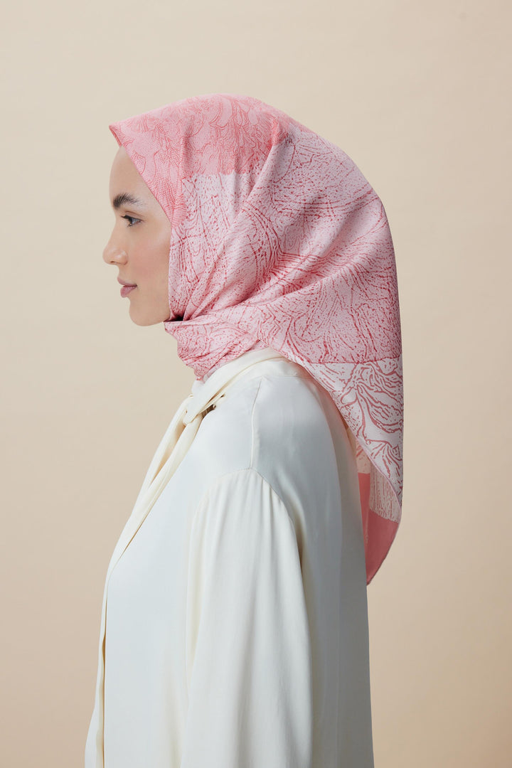 KÜN MULBERRY İPEK EŞARP 90*90 CM - PUDRA PEMBE - Görsel 7