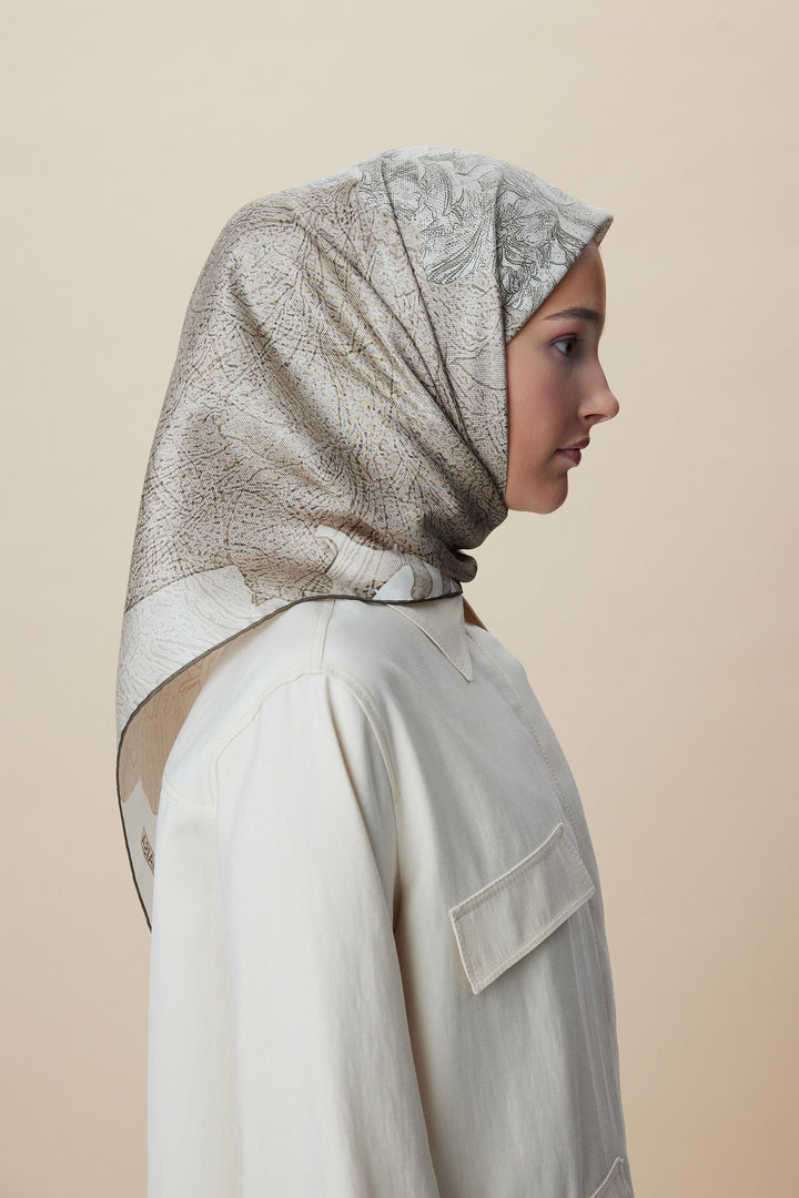 KÜN MULBERRY İPEK EŞARP 90*90 CM - VİZON - Görsel 4
