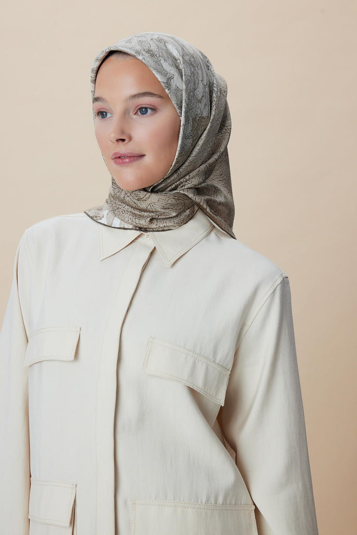 KÜN MULBERRY İPEK EŞARP 90*90 CM - VİZON - Görsel 6