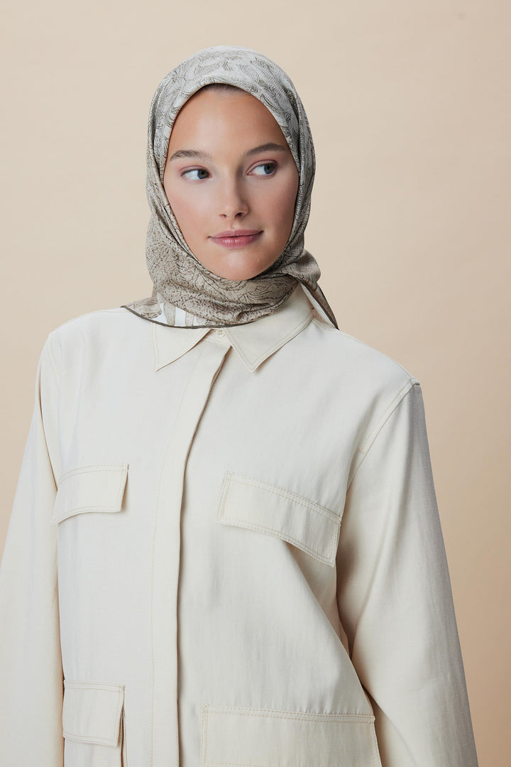 KÜN MULBERRY İPEK EŞARP 90*90 CM - VİZON - Görsel 5