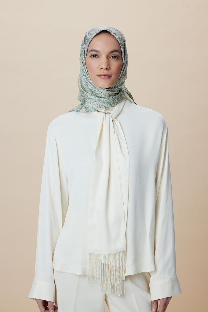 KÜN MULBERRY İPEK EŞARP 90*90 CM - YEŞİL - Görsel 3
