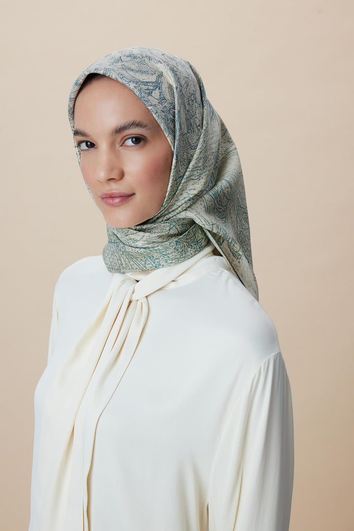 KÜN MULBERRY İPEK EŞARP 90*90 CM - YEŞİL - Görsel 1