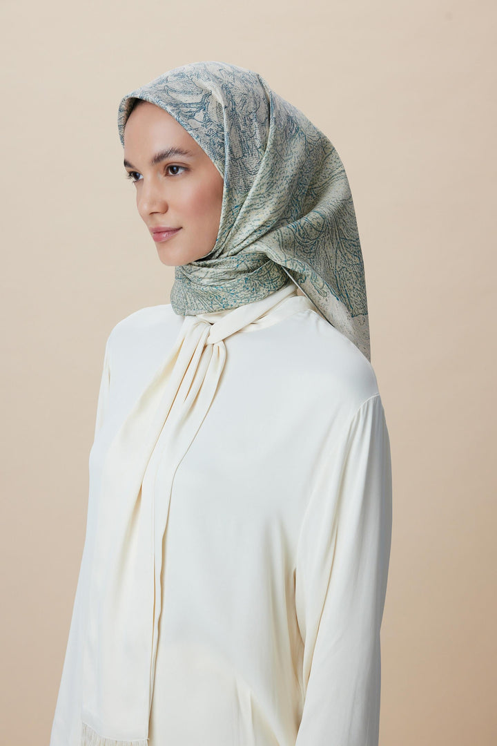 KÜN MULBERRY İPEK EŞARP 90*90 CM - YEŞİL - Görsel 4