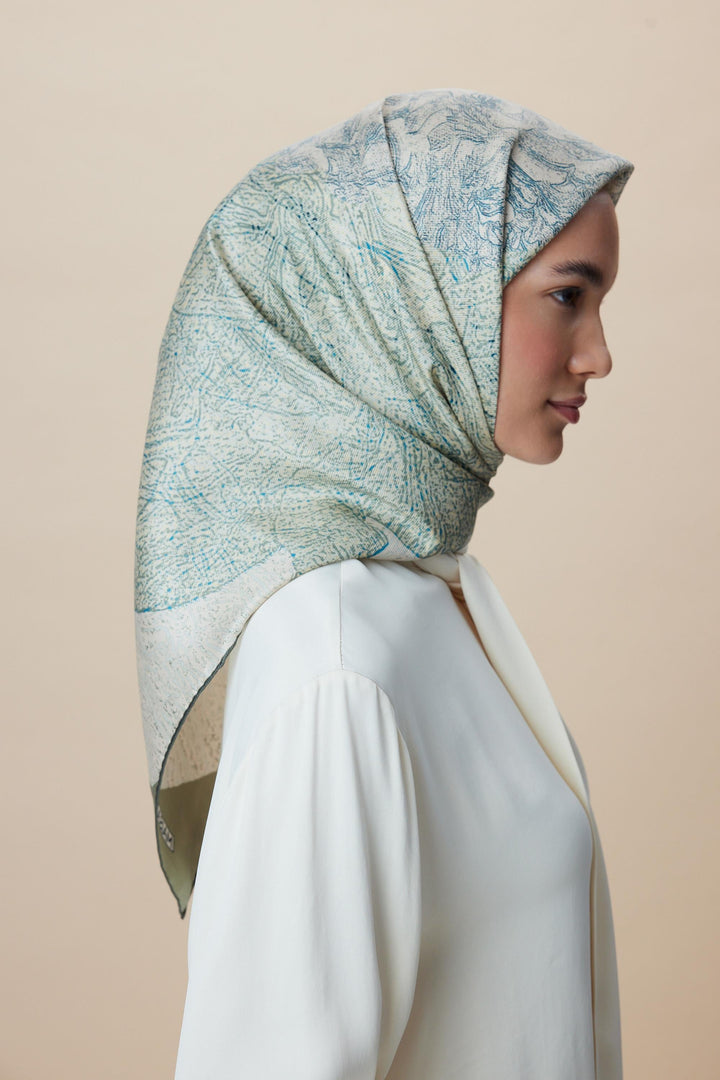 KÜN MULBERRY İPEK EŞARP 90*90 CM - YEŞİL - Görsel 5