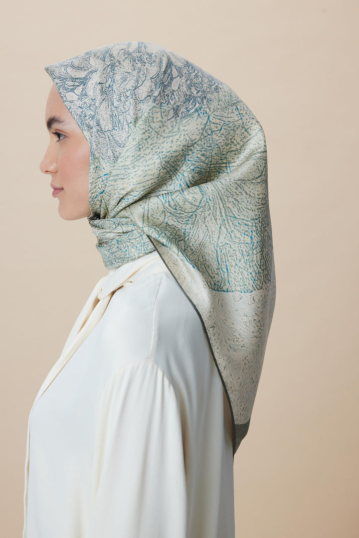 KÜN MULBERRY İPEK EŞARP 90*90 CM - YEŞİL - Görsel 2