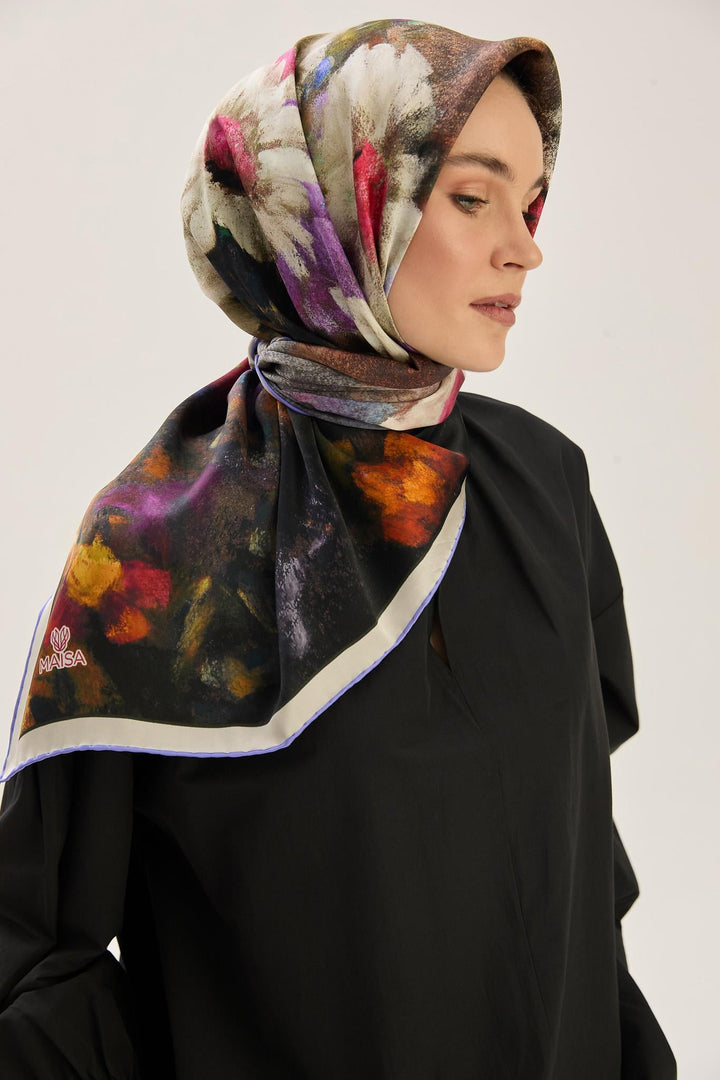 Maisa LADEN SURA İPEK EŞARP 90*90 CM - LİLA